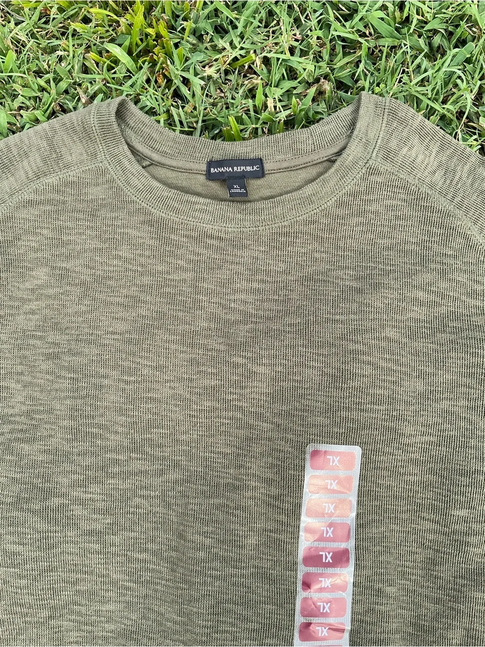 Banana Republic Olive Green Crewneck Sweatshirt with Vertical Patch